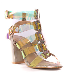 Sandale Femme A Talon 3D Doré