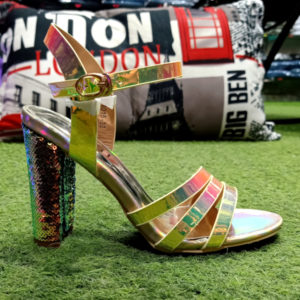 Sandale Femme A Talon 3D Doré