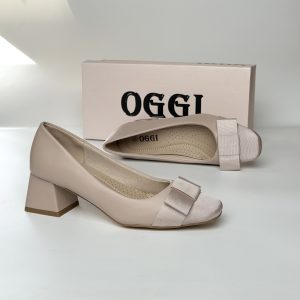 Escarpin A Demi Talon Carré Beige