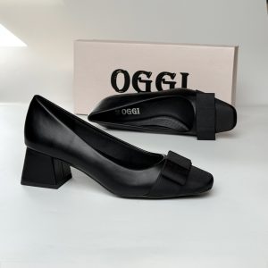 Escarpin A Demi Talon Carré bordeaux Noir