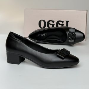 Escarpin A Demi Talon Carré Noir