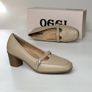 Escarpin A Demi Talon Carré kaki