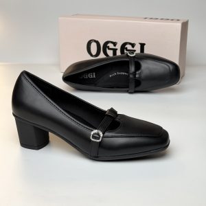 Escarpin A Demi Talon Carré Noir